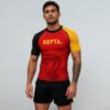 Custom BJJ rashguard front view worn by a real BJJ player for No-Gi grappling training